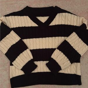 Amazon Black and Cream V-Neck Sweater
